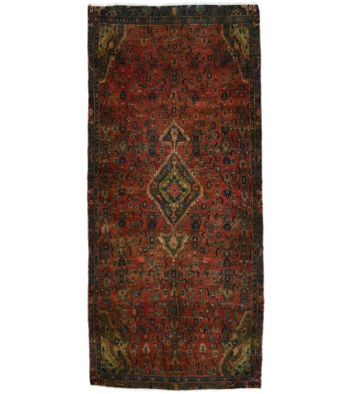 Antique Muted Tribal 4X9 Distressed Vintage Oriental Runner Rug