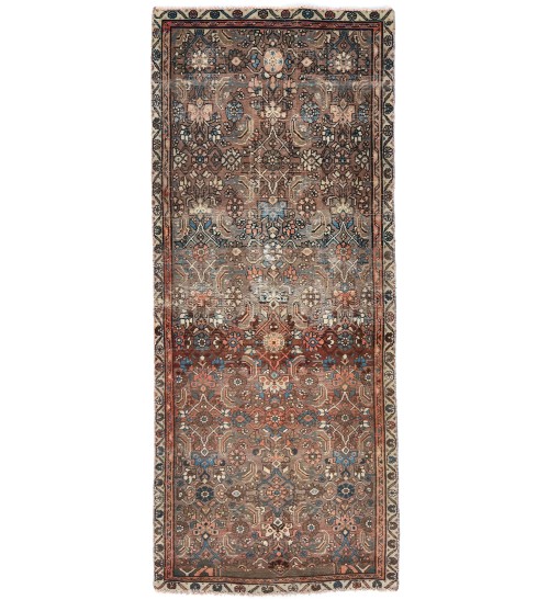 Antique Muted Tribal 4X9 Distressed Vintage Oriental Runner Rug