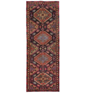 Semi Antique Muted Tribal 4'5X12 Distressed Vintage Oriental Runner Rug