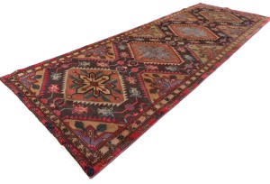 Semi Antique Muted Tribal 4'5X12 Distressed Vintage Oriental Runner Rug