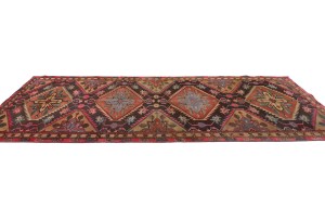 Semi Antique Muted Tribal 4'5X12 Distressed Vintage Oriental Runner Rug