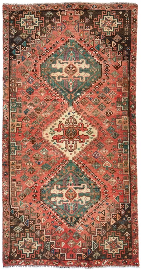 Semi Antique Muted Tribal 3'9X7'4 Distressed Vintage Oriental Rug