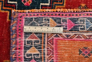 Semi Antique Red Tribal 3'7X6 Distressed Vintage Oriental Rug