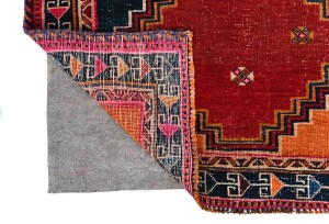 Semi Antique Red Tribal 3'7X6 Distressed Vintage Oriental Rug