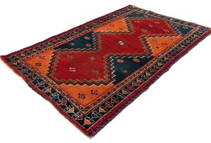 Semi Antique Red Tribal 3'7X6 Distressed Vintage Oriental Rug