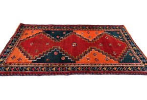 Semi Antique Red Tribal 3'7X6 Distressed Vintage Oriental Rug