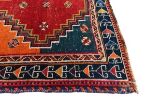 Semi Antique Red Tribal 3'7X6 Distressed Vintage Oriental Rug