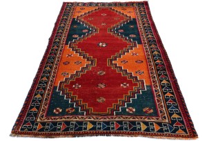 Semi Antique Red Tribal 3'7X6 Distressed Vintage Oriental Rug
