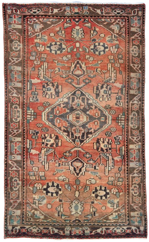 Semi Antique Rusty Red Tribal 4X6 Distressed Vintage Oriental Rug