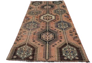 Semi Antique Muted Coral Red Tribal 4X7 Distressed Vintage Oriental Rug
