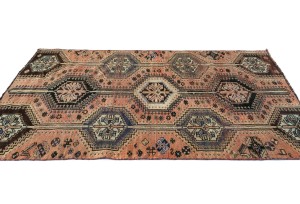 Semi Antique Muted Coral Red Tribal 4X7 Distressed Vintage Oriental Rug