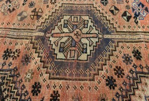 Semi Antique Muted Coral Red Tribal 4X7 Distressed Vintage Oriental Rug