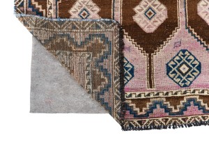 Semi Antique Muted Geometric 4X7 Distressed Vintage Oriental Rug
