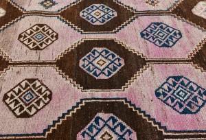 Semi Antique Muted Geometric 4X7 Distressed Vintage Oriental Rug