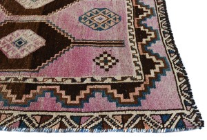 Semi Antique Muted Geometric 4X7 Distressed Vintage Oriental Rug