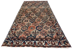 Semi Antique Pictorial Floral 5X10 Distressed Vintage Oriental Rug