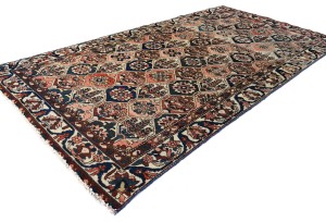 Semi Antique Pictorial Floral 5X10 Distressed Vintage Oriental Rug