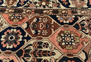 Semi Antique Pictorial Floral 5X10 Distressed Vintage Oriental Rug