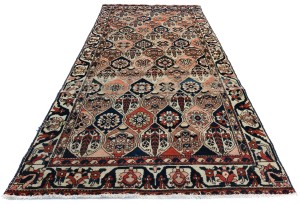 Semi Antique Pictorial Floral 5X10 Distressed Vintage Oriental Rug