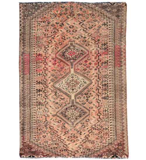 Semi Antique Geometric Tribal 6X8 Distressed Vintage Oriental Rug