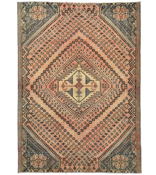 Semi Antique Geometric Tribal 6X8 Distressed Vintage Oriental Rug