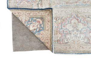 Antique Muted Floral 9X11'5 Distressed Vintage Oriental Rug