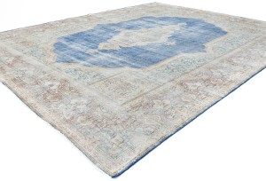 Antique Muted Floral 9X11'5 Distressed Vintage Oriental Rug