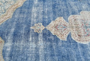 Antique Muted Floral 9X11'5 Distressed Vintage Oriental Rug