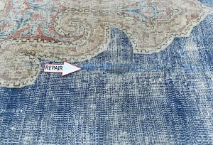 Antique Muted Floral 9X11'5 Distressed Vintage Oriental Rug
