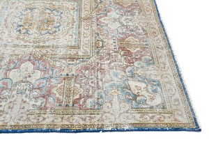 Antique Muted Floral 9X11'5 Distressed Vintage Oriental Rug