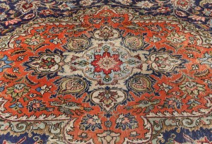 Antique Muted Purple-navy Floral 10X13 Distressed Vintage Oriental Rug