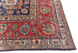 Antique Muted Purple-navy Floral 10X13 Distressed Vintage Oriental Rug