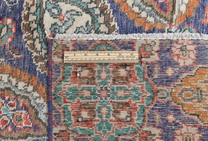 Antique Muted Plum Floral 9X12 Distressed Vintage Oriental Rug