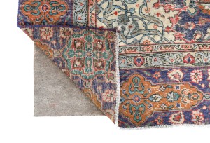 Antique Muted Plum Floral 9X12 Distressed Vintage Oriental Rug