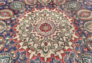 Antique Muted Plum Floral 9X12 Distressed Vintage Oriental Rug