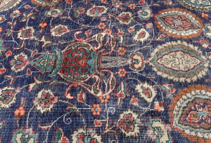 Antique Muted Plum Floral 9X12 Distressed Vintage Oriental Rug