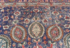 Antique Muted Plum Floral 9X12 Distressed Vintage Oriental Rug