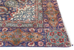 Antique Muted Plum Floral 9X12 Distressed Vintage Oriental Rug