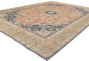 Antique Muted Floral 9'5X12'6 Distressed Vintage Oriental Rug