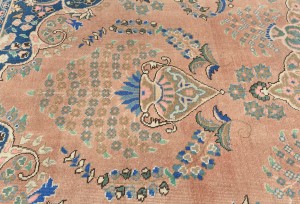 Antique Muted Floral 9'5X12'6 Distressed Vintage Oriental Rug