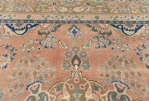 Antique Muted Floral 9'5X12'6 Distressed Vintage Oriental Rug