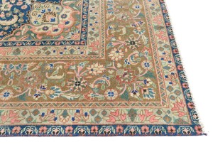 Antique Muted Floral 9'5X12'6 Distressed Vintage Oriental Rug
