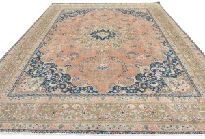 Antique Muted Floral 9'5X12'6 Distressed Vintage Oriental Rug