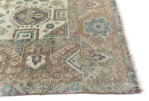 Semi Antique Muted Floral 9X12 Distressed Vintage Oriental Rug