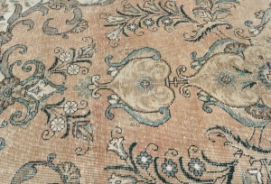 Semi Antique Muted Floral 8X11 Distressed Vintage Oriental Rug