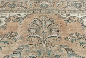 Semi Antique Muted Floral 8X11 Distressed Vintage Oriental Rug