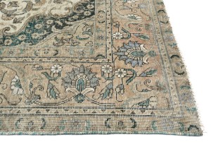 Semi Antique Muted Floral 8X11 Distressed Vintage Oriental Rug