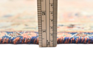 Antique Muted Rust Salmon Floral 9'5X12'3 Distressed Vintage Oriental Rug