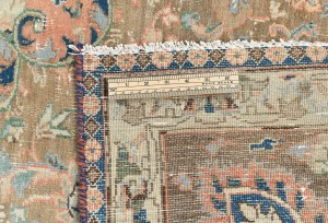 Antique Muted Rust Salmon Floral 9'5X12'3 Distressed Vintage Oriental Rug
