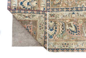 Antique Muted Rust Salmon Floral 9'5X12'3 Distressed Vintage Oriental Rug